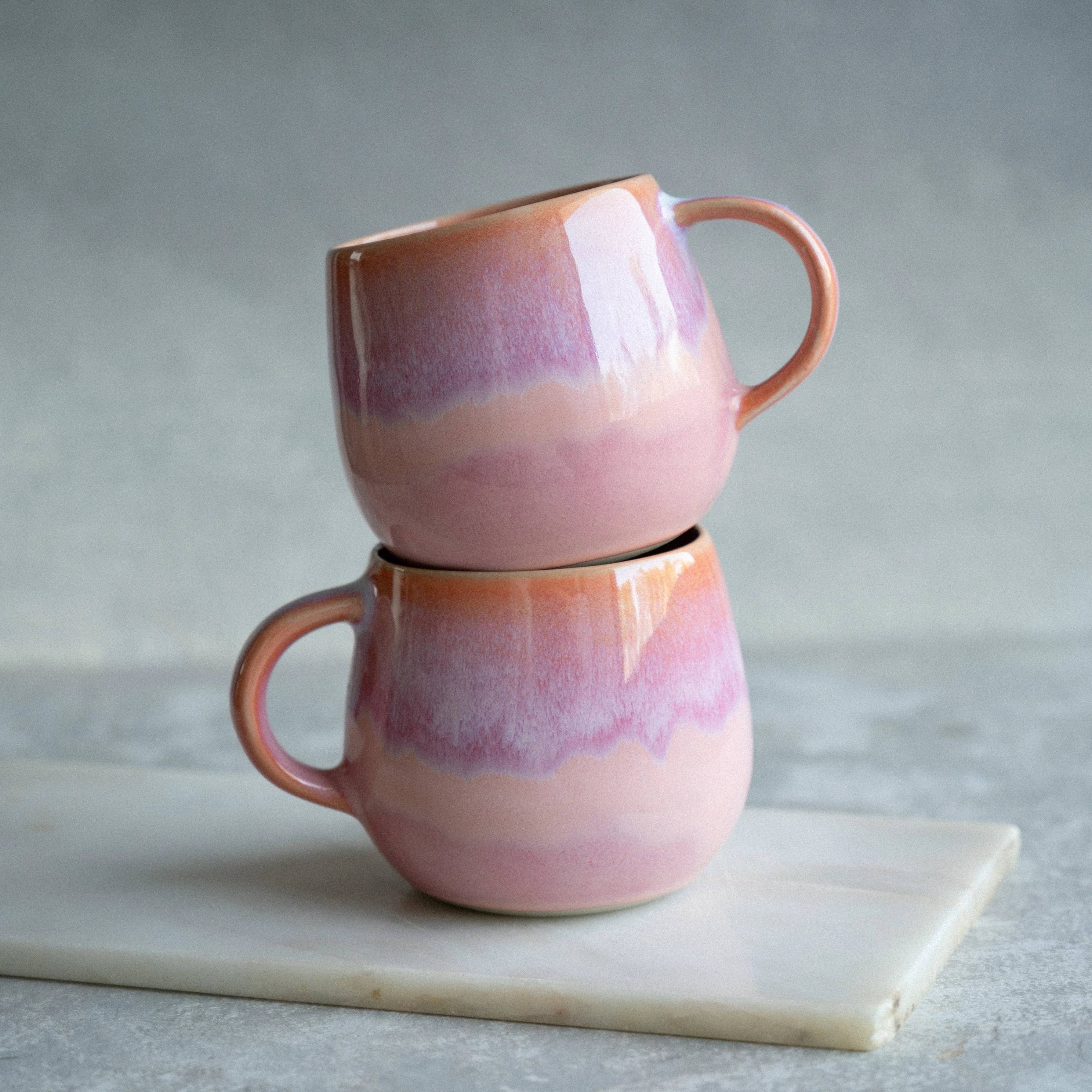 Keramiktasse Ice Cream – Handgefertigte Steingut Tasse in Rosa & Pfirsich 290 ml