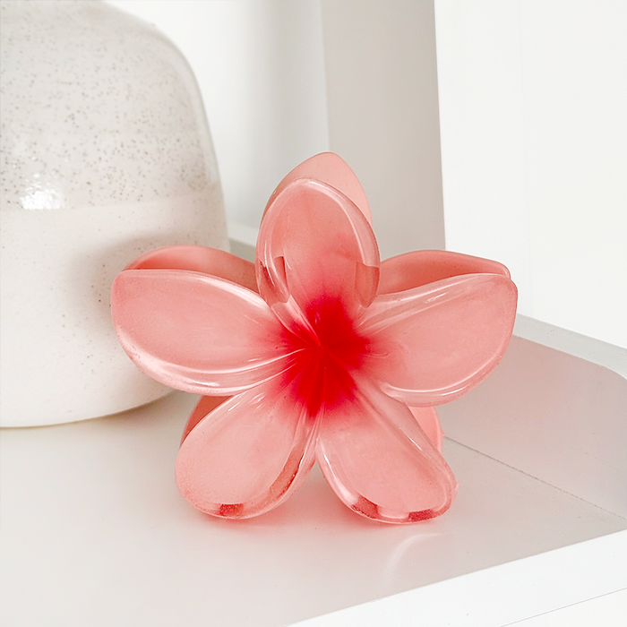 Tropische Blumen-Haarspange - Koralle