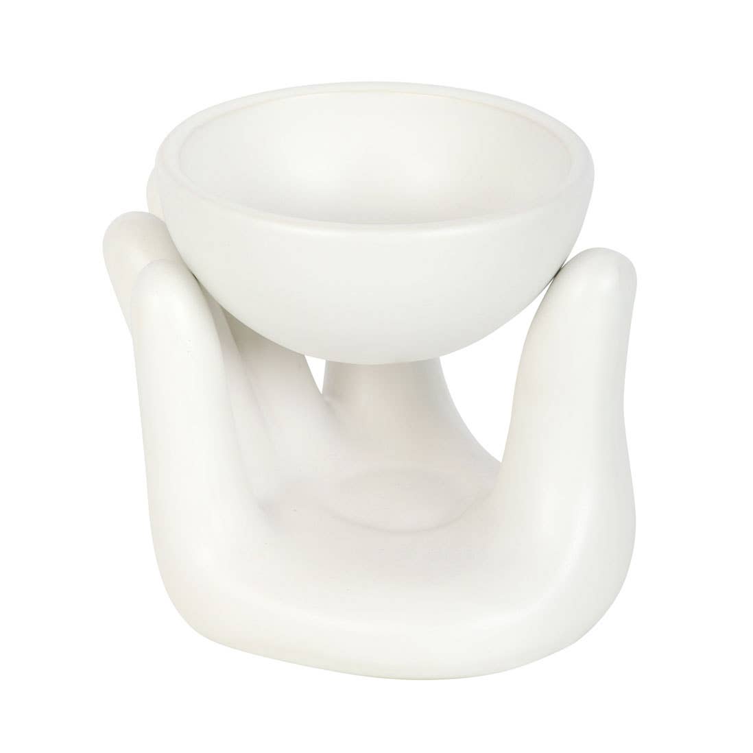 Keramik Duftlampe in Handform – Ölbrenner & Wachswärmer in Weiß
