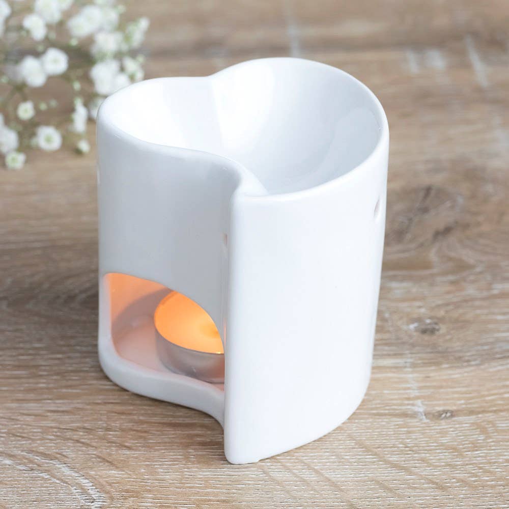 Keramik Herz-Ölbrenner – Duftlampe & Wachswärmer in Weiß
