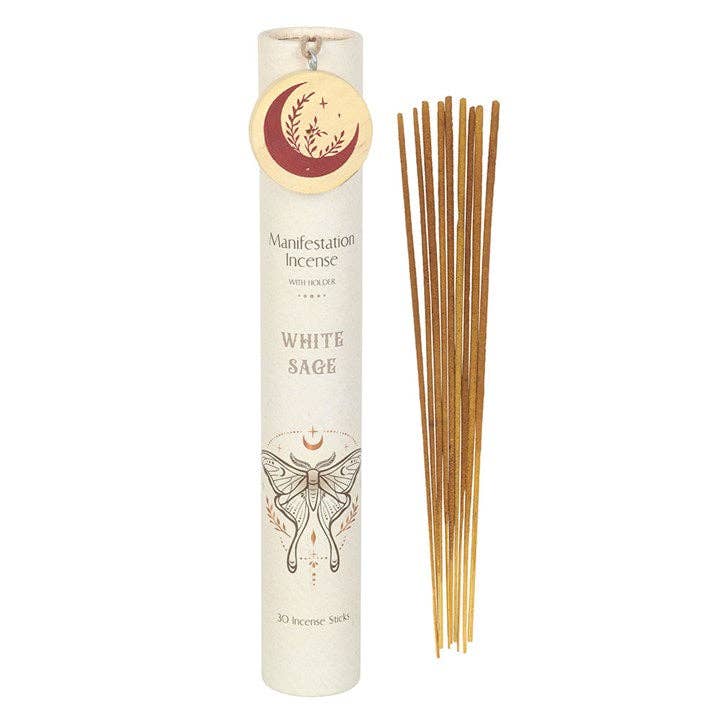 Räucherstäbchen Set Manifestation – White Sage mit Mondhalter & Geschenkbox