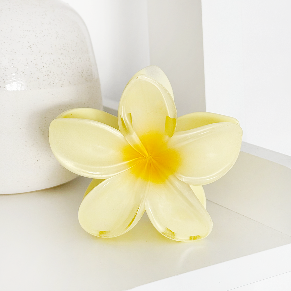 Tropische Blumen-Haarspange - Buttergelb