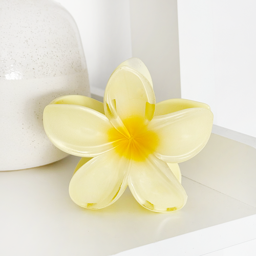 Tropische Blumen-Haarspange - Buttergelb