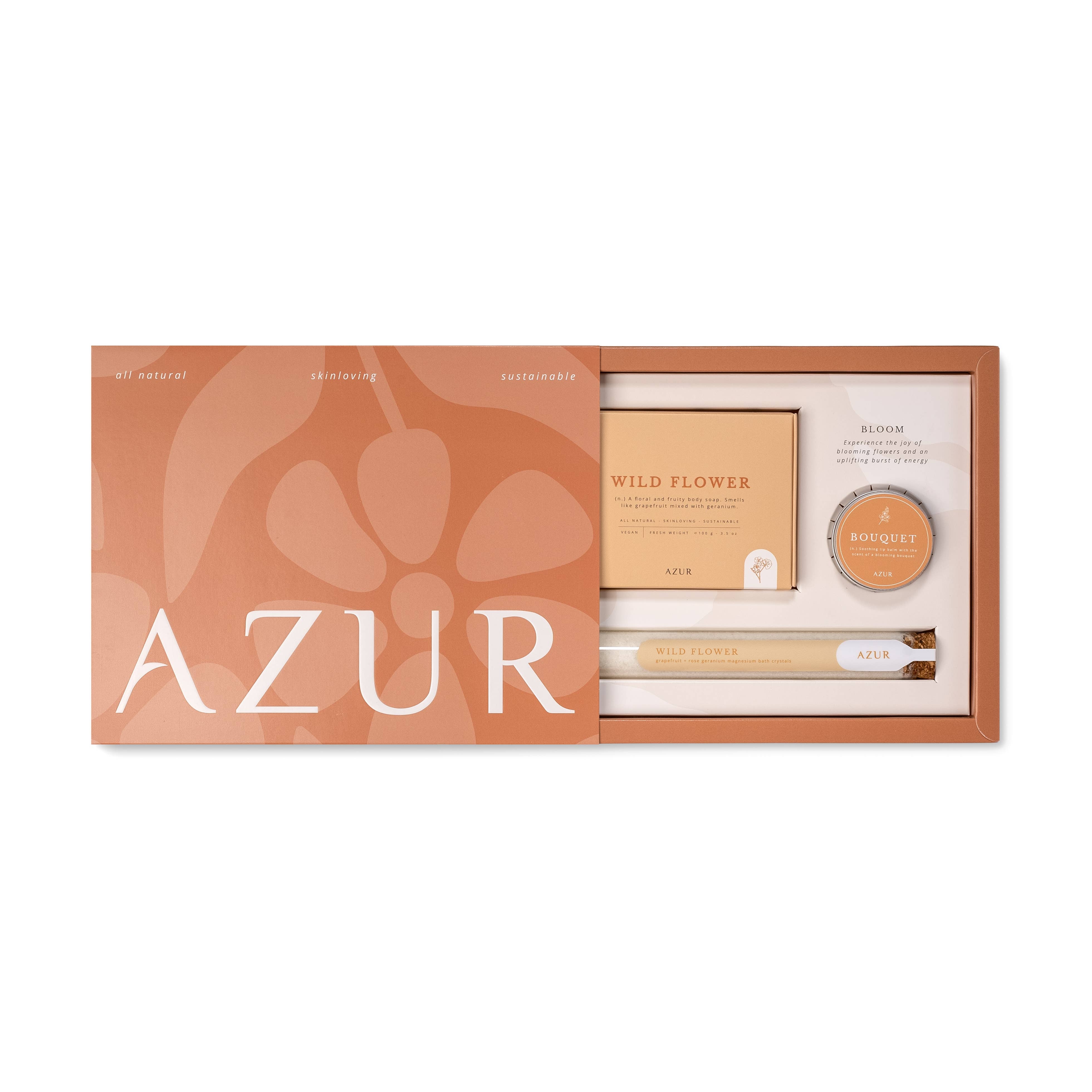 BLOOM Geschenkbox – Wellness Geschenkset mit Seife, Lippenpflege & Badesalz