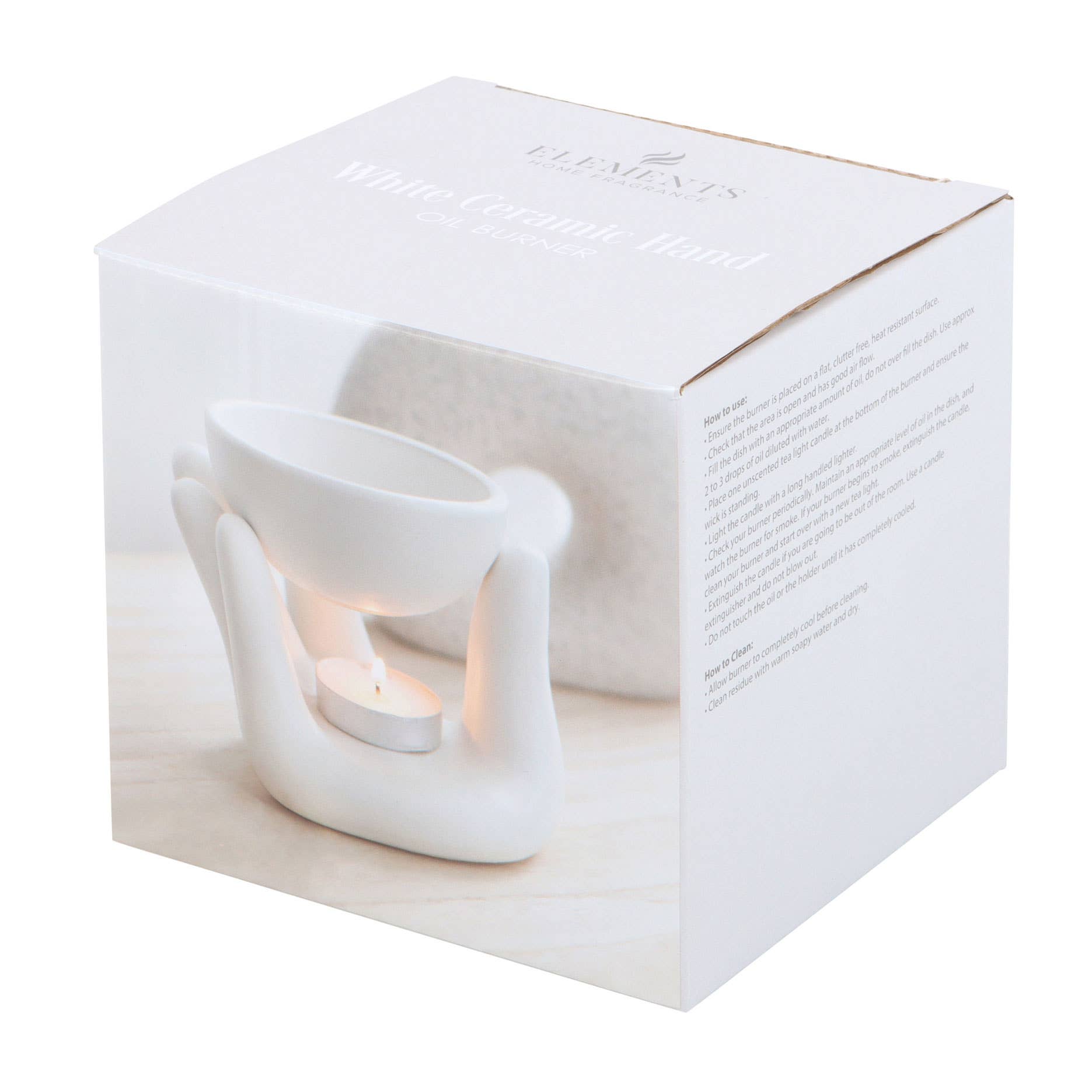 Keramik Duftlampe in Handform – Ölbrenner & Wachswärmer in Weiß