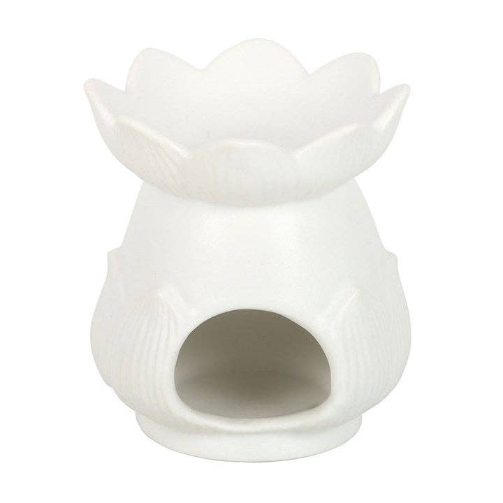 Lotus Duftlampe aus Keramik – Weißer Ölbrenner & Wachswärmer