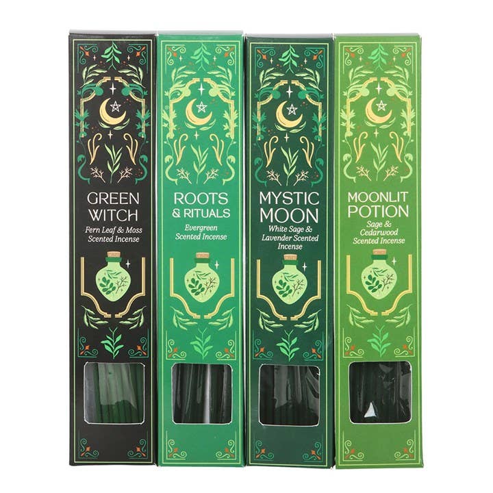 Green Witch Räucherstäbchen Set – 4 Duftmischungen für Meditation & Rituale