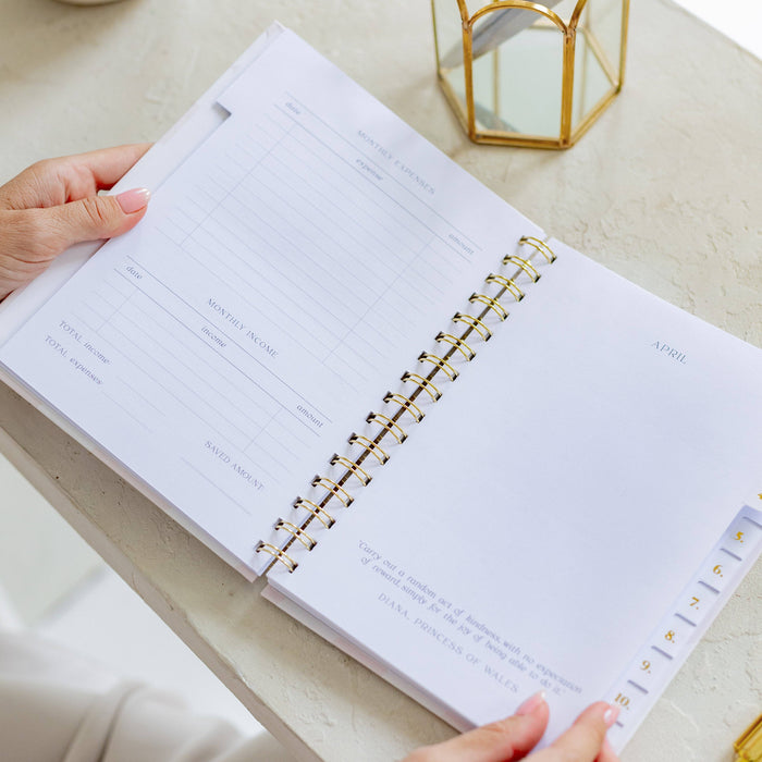 Spiral A5 Planer 2026 - Blaue Blüten