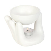Keramik Duftlampe in Handform – Ölbrenner & Wachswärmer in Weiß