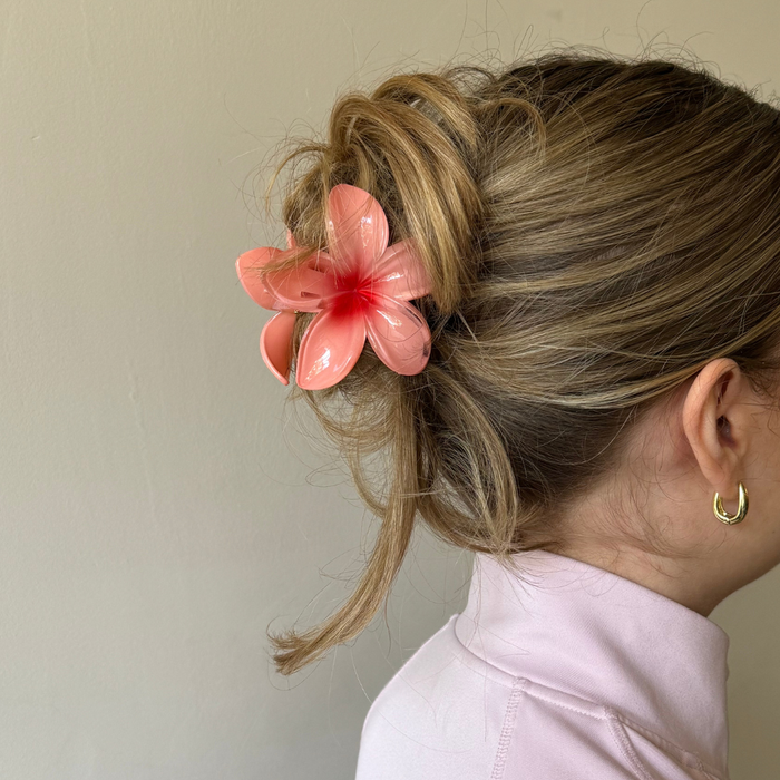 Tropische Blumen-Haarspange - Koralle