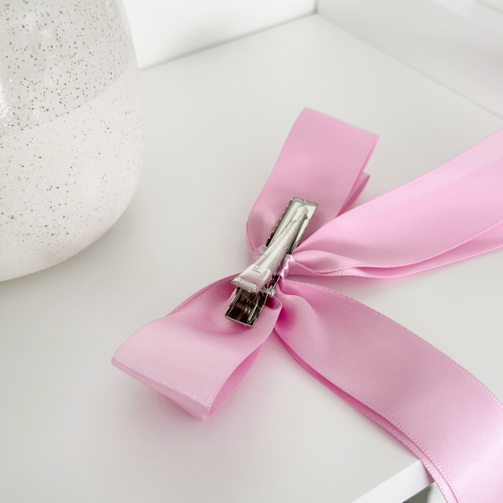 Barettclip mit Schleife, Pfingstrosenrosa