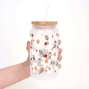 "Lucky Bloom Classic Cup"- Glasbecher mit Bambusdeckel & Strohhalm