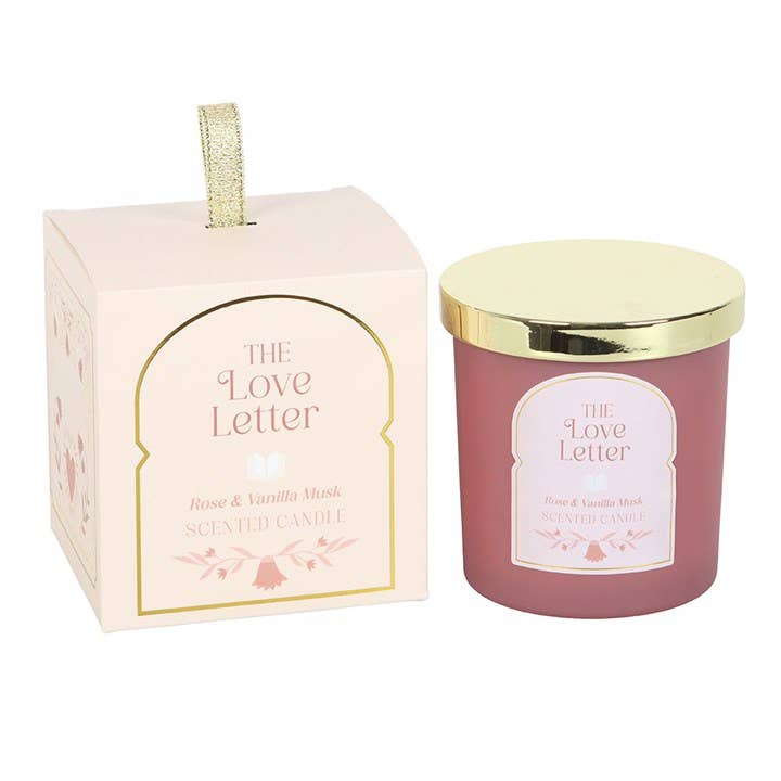 Duftkerze Love Letter – Rose & Vanilla Musk mit Golddeckel | Geschenk für Buchliebhaber
