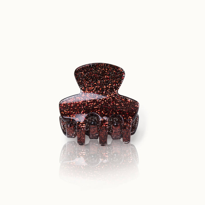 Haarspange Klein, Braun mit Glitzer