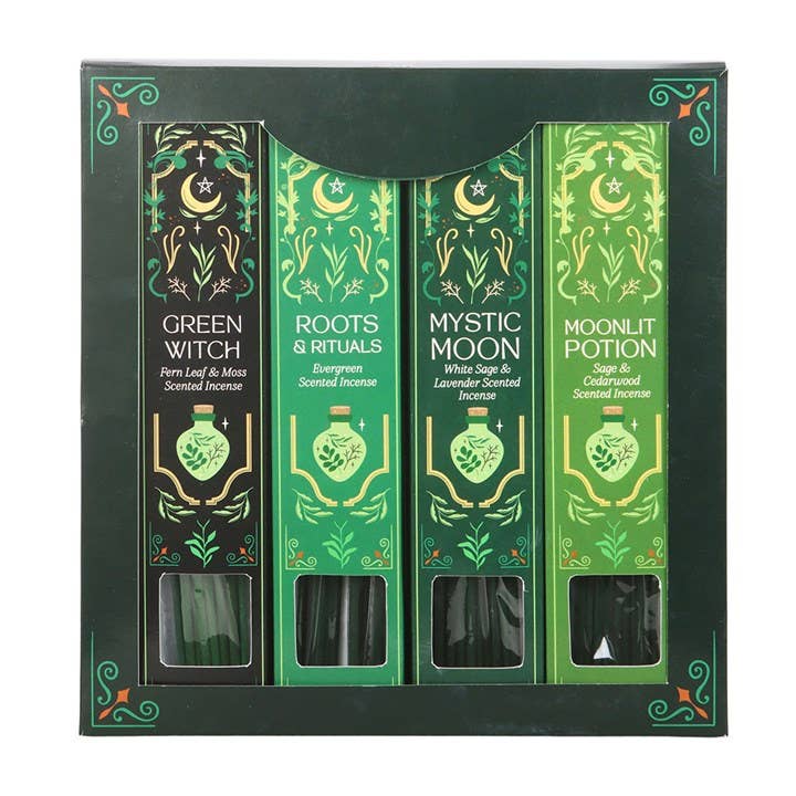 Green Witch Räucherstäbchen Set – 4 Duftmischungen für Meditation & Rituale