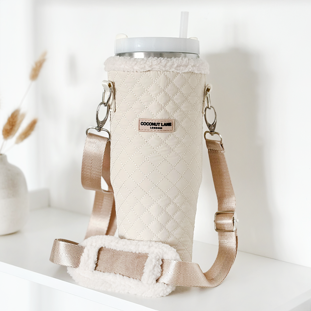 Becher-Tragetasche, gesteppt& cremefarben
