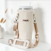 Becher-Tragetasche, gesteppt& cremefarben