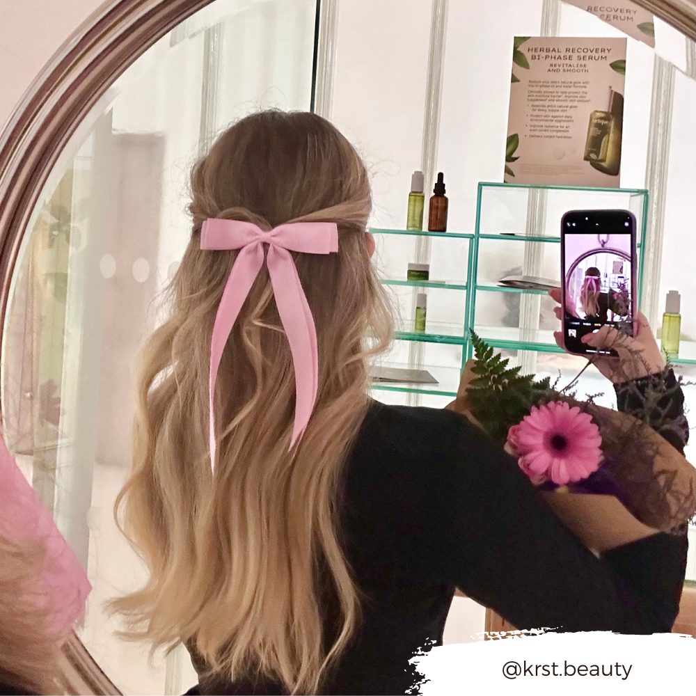 Barettclip mit Schleife, Pfingstrosenrosa