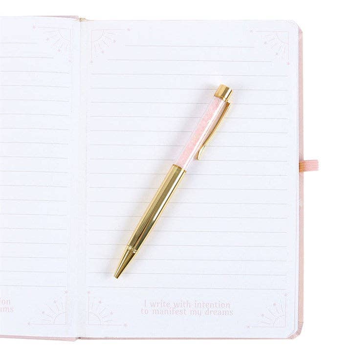 Manifestationsjournal Goddess A5 – Journal mit Rosenquarz Kristallstift & 200 Seiten