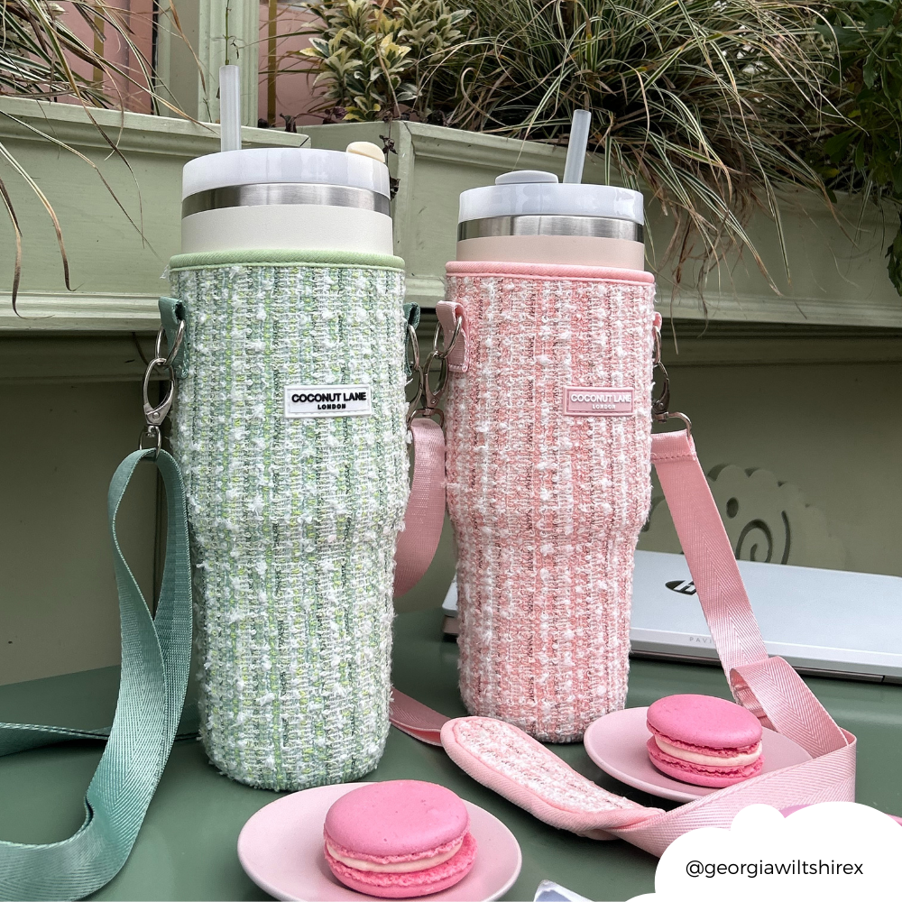 Tragetasche für Becher – strukturierter Tweed "Rosa"