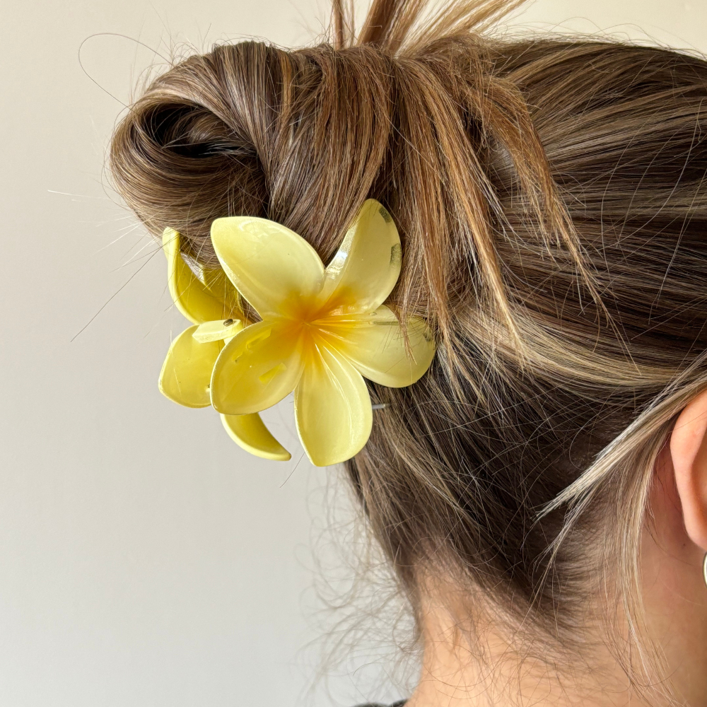 Tropische Blumen-Haarspange - Buttergelb