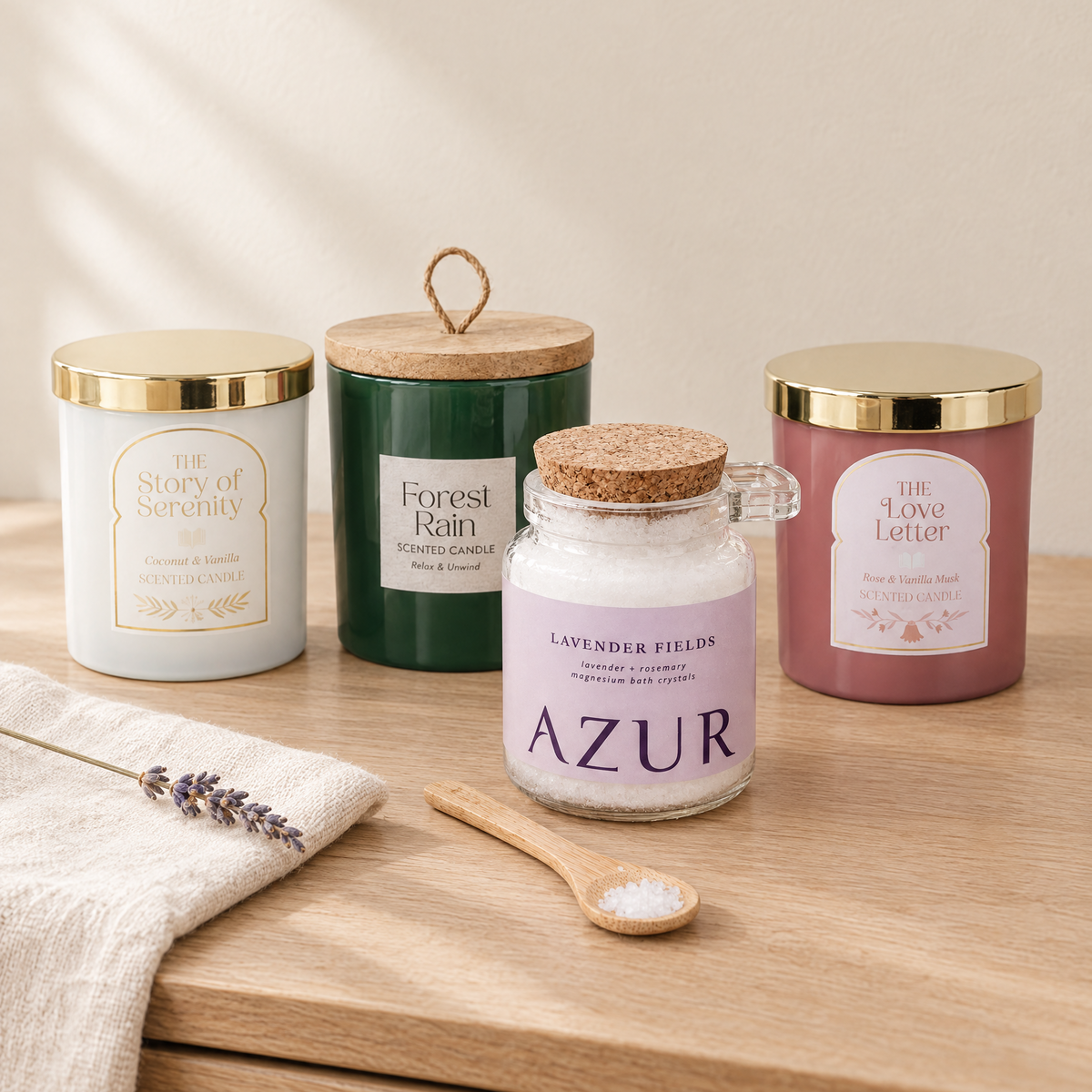 Sonntagabend – Bade-Set mit Badesalz und Duftkerze