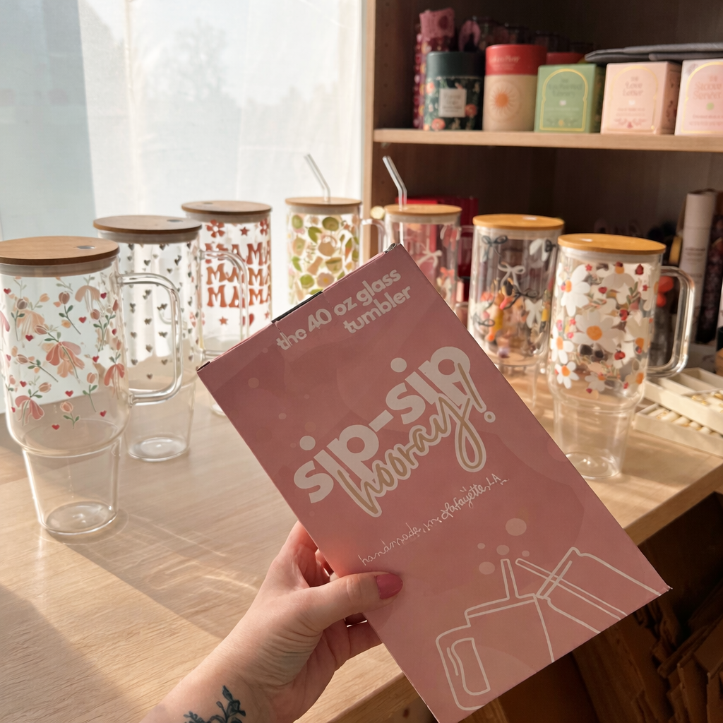 "Lucky Bloom" - Big Cup mit Griff, Bambusdeckel und Glasstrohhalm