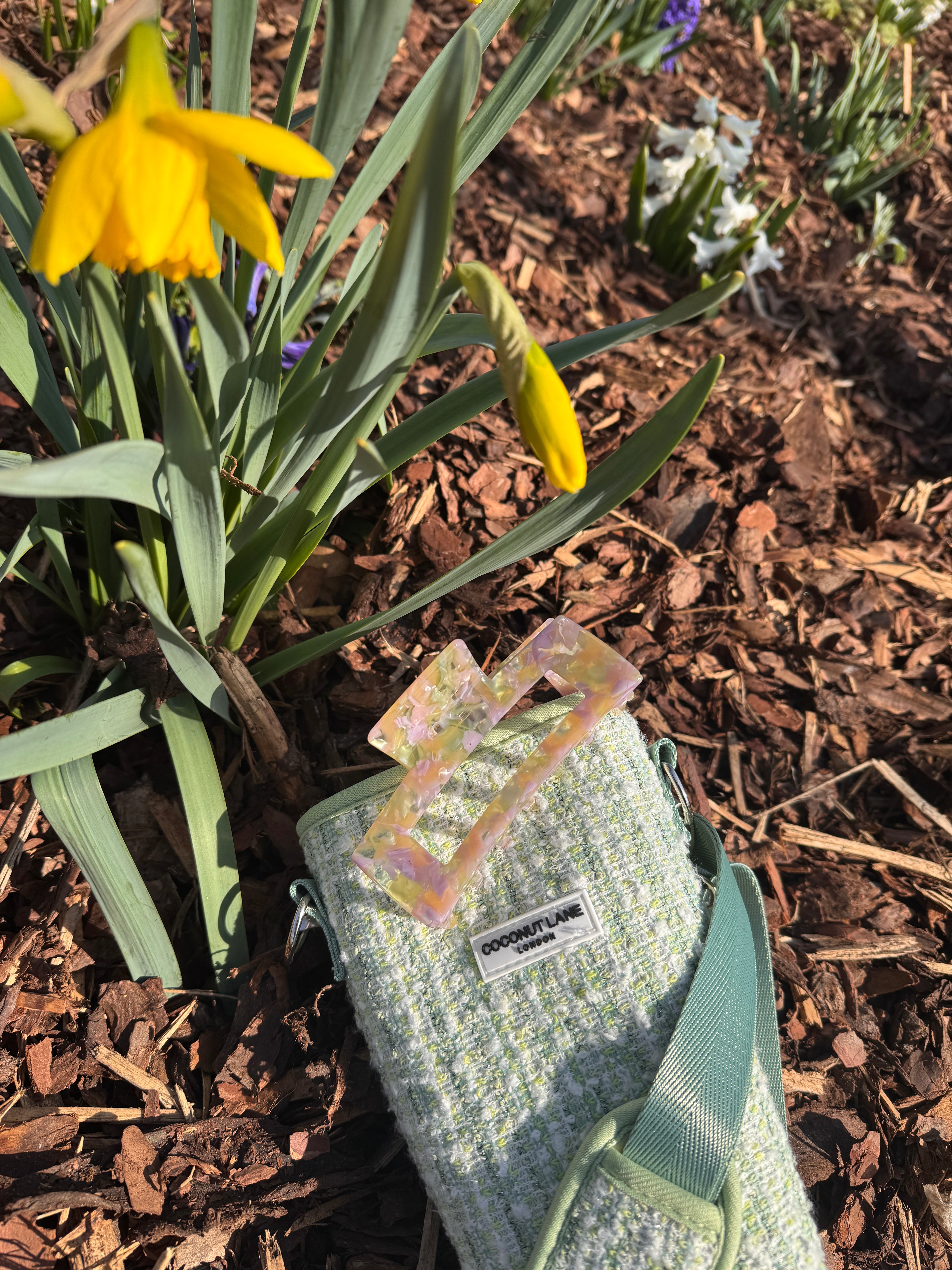 Tragetasche für Becher - Strukturierter Tweed "Matcha grün"
