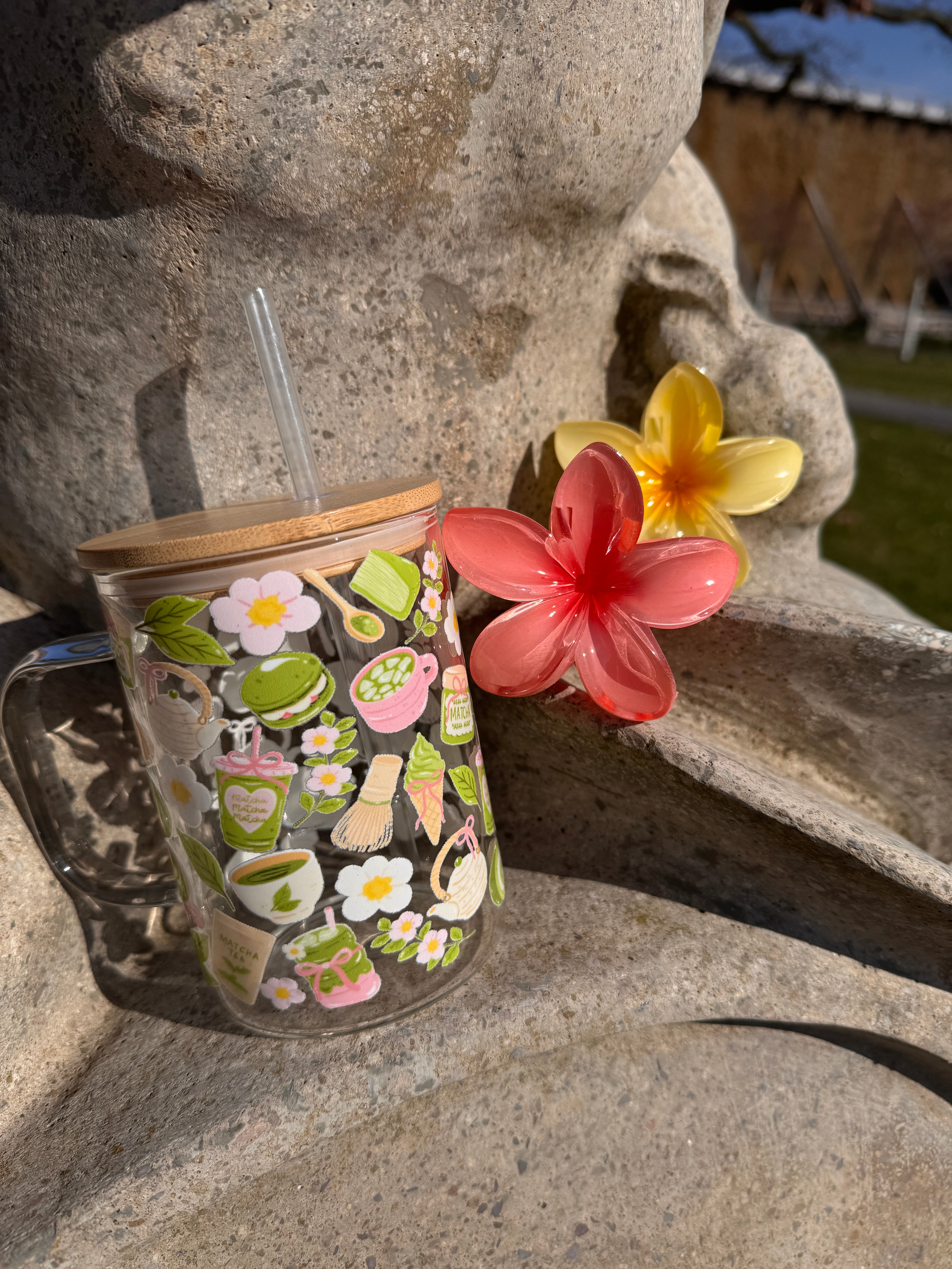 "Calm Matcha Ritual" Tasse - mit Bambusdeckel und Strohhalm