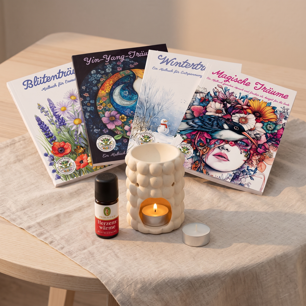 Feierabend – Kreativ-Set mit Malbuch, Duftöl und Duftlampe