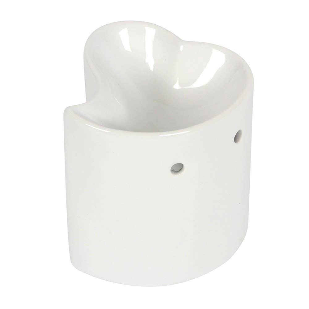 Keramik Herz-Ölbrenner – Duftlampe & Wachswärmer in Weiß