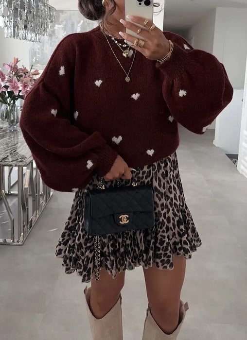 Strickpullover mit Herzmuster