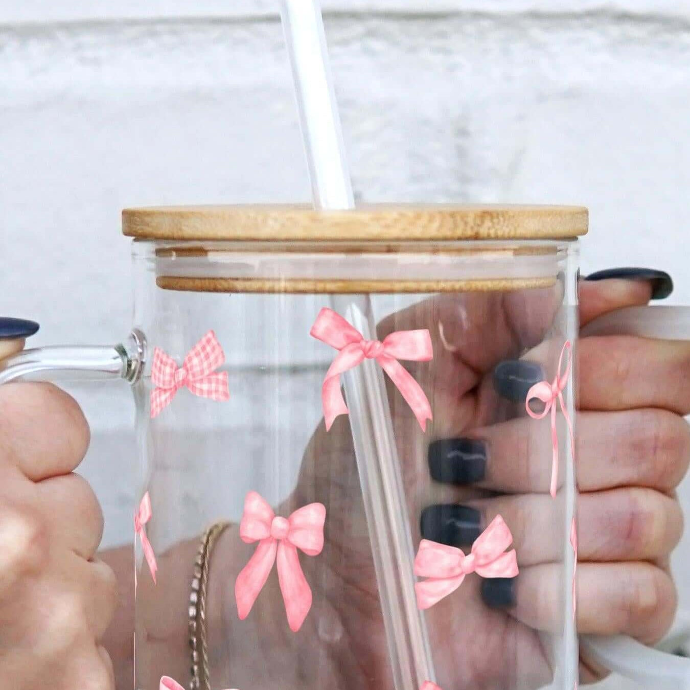 Glastasse "Pink Bows" - 500ml.