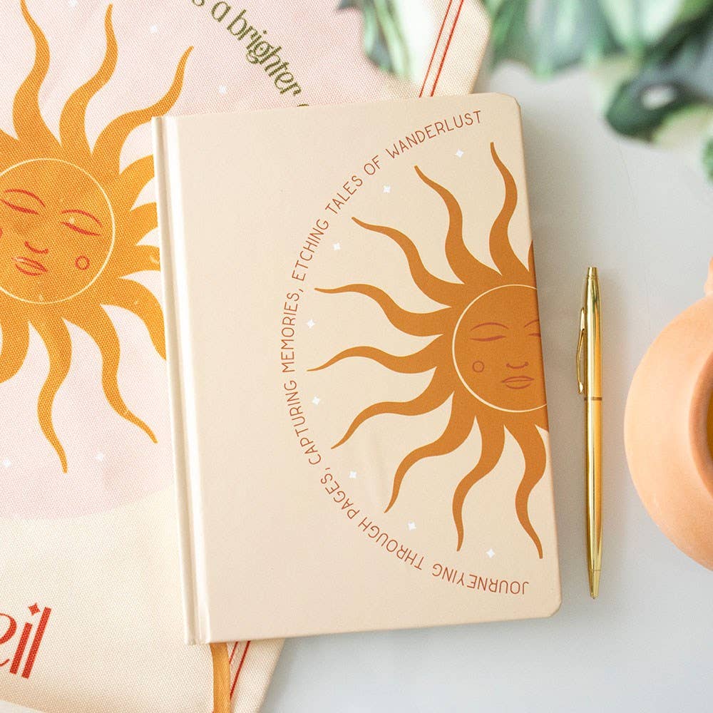 Notizbuch Glowing Sun A5 – Liniertes Journal mit Sonnen Design & 200 Seiten