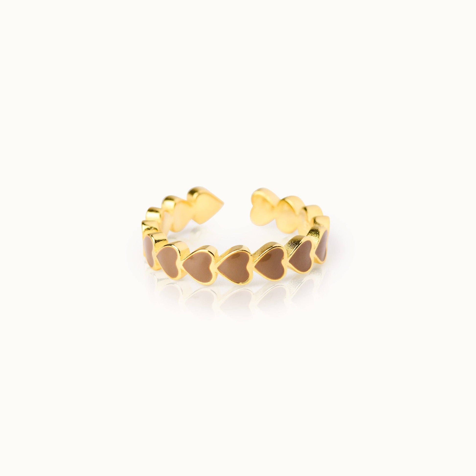 Ring „The Heart Taupe“ – vergoldet 18 Karat
