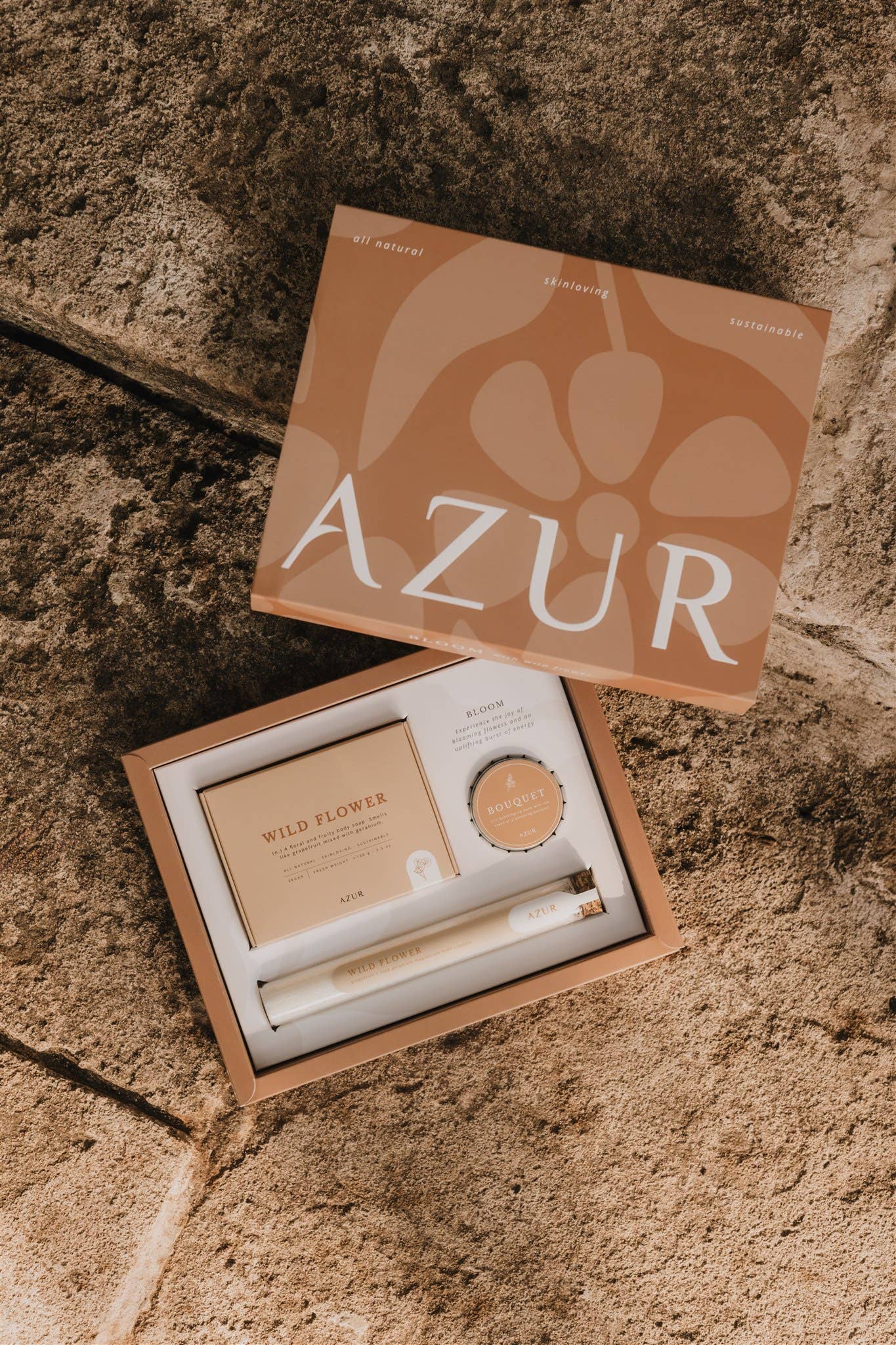 BLOOM Geschenkbox – Wellness Geschenkset mit Seife, Lippenpflege & Badesalz