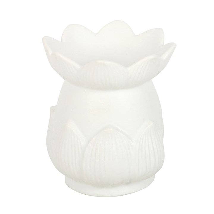 Lotus Duftlampe aus Keramik – Weißer Ölbrenner & Wachswärmer