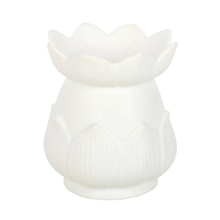 Lotus Duftlampe aus Keramik – Weißer Ölbrenner & Wachswärmer