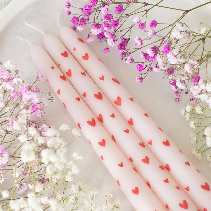 Set aus 3 Liebesherz-Stabkerzen