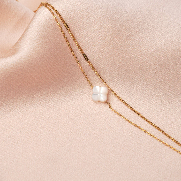 Doppelkleearmband aus Perlmutt