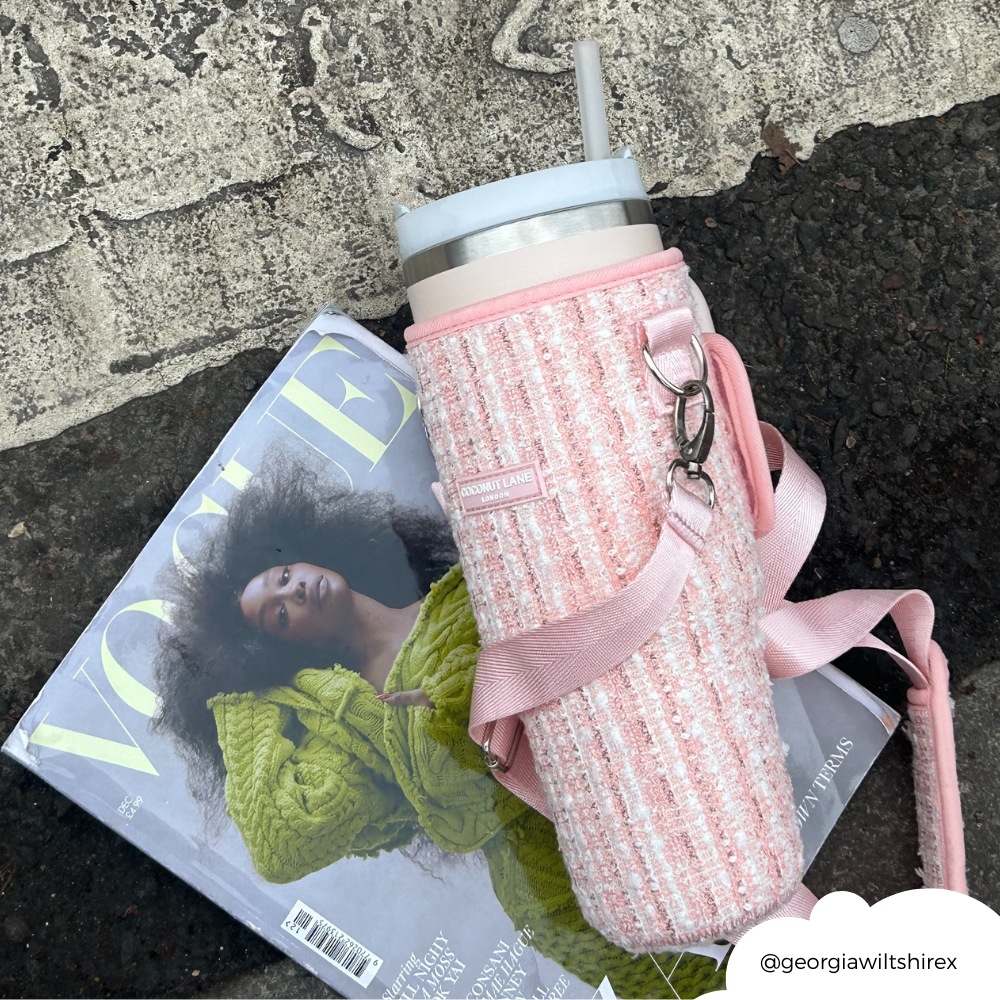 Tragetasche für Becher – strukturierter Tweed "Rosa"