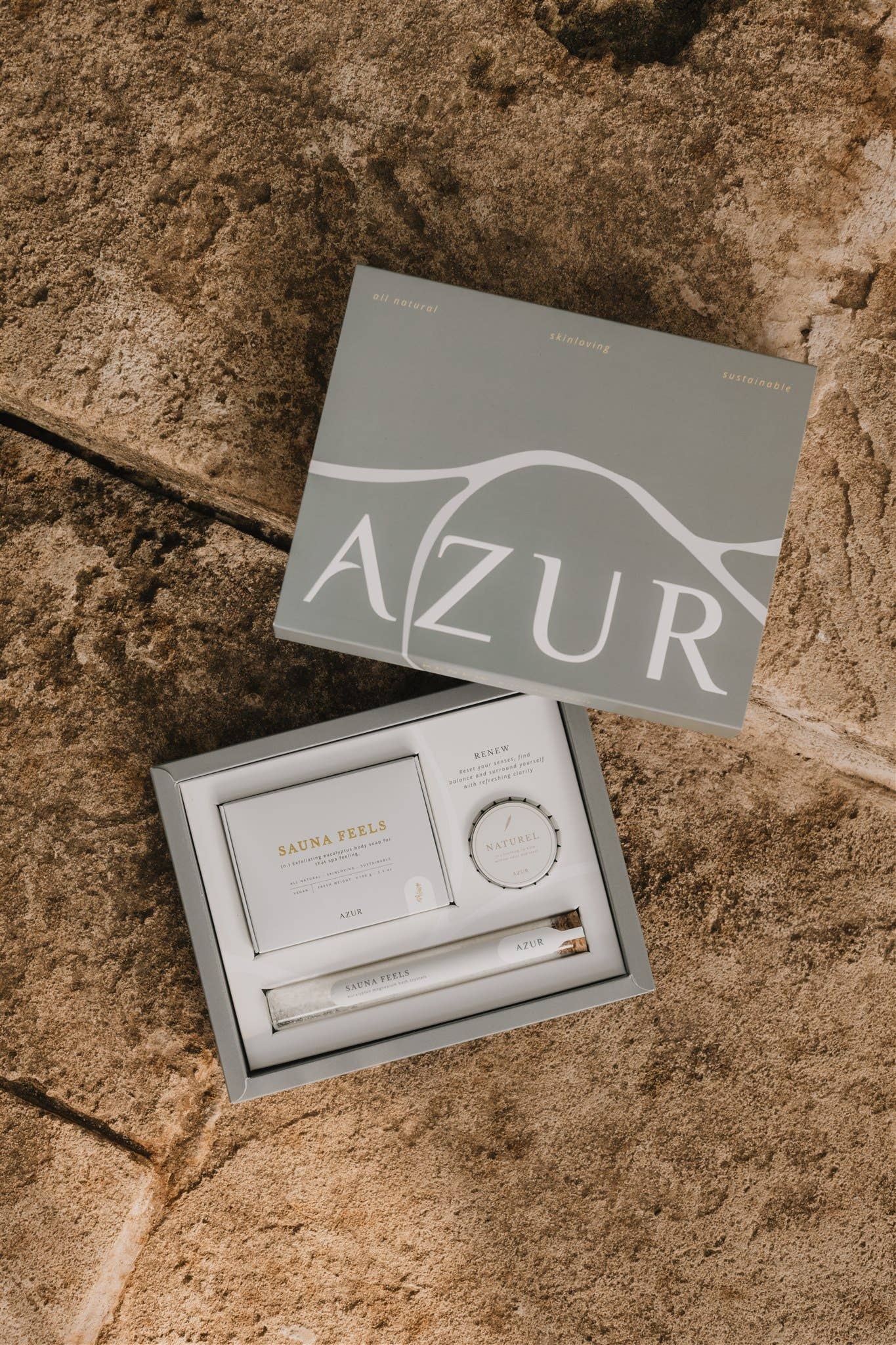 RENEW Geschenkbox – Wellness Geschenkset mit Salzseife, Lippenpflege & Badezusatz