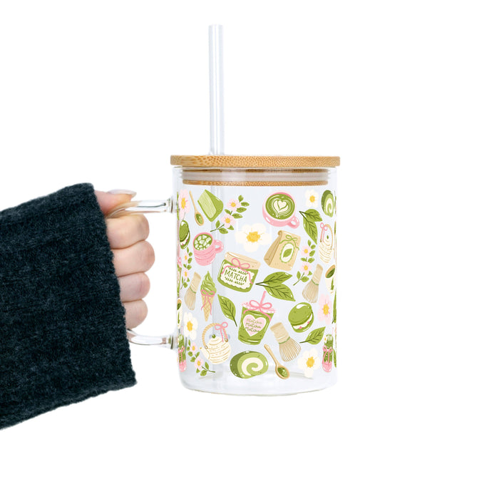 "Calm Matcha Ritual" Tasse - mit Bambusdeckel und Strohhalm