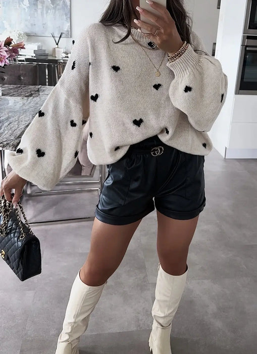 Strickpullover mit Herzmuster