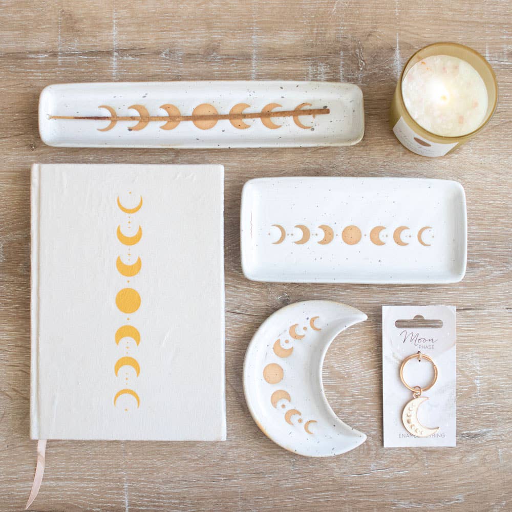 Notizbuch Moon Phases A5 – Samt Journal mit goldenem Mondphasen Design
