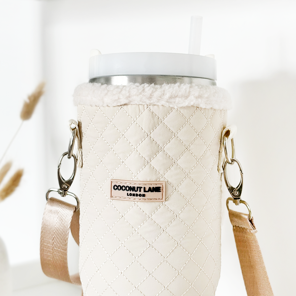 Becher-Tragetasche, gesteppt& cremefarben