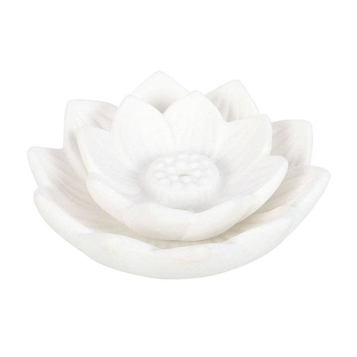 Lotus Räucherstäbchenhalter aus Keramik – Weiße Lotusblüte