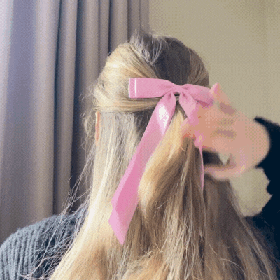 Barettclip mit Schleife, Pfingstrosenrosa