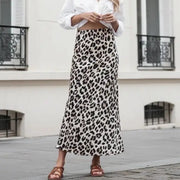 Langer Satinrock mit Leopardenmuster - 6483-3