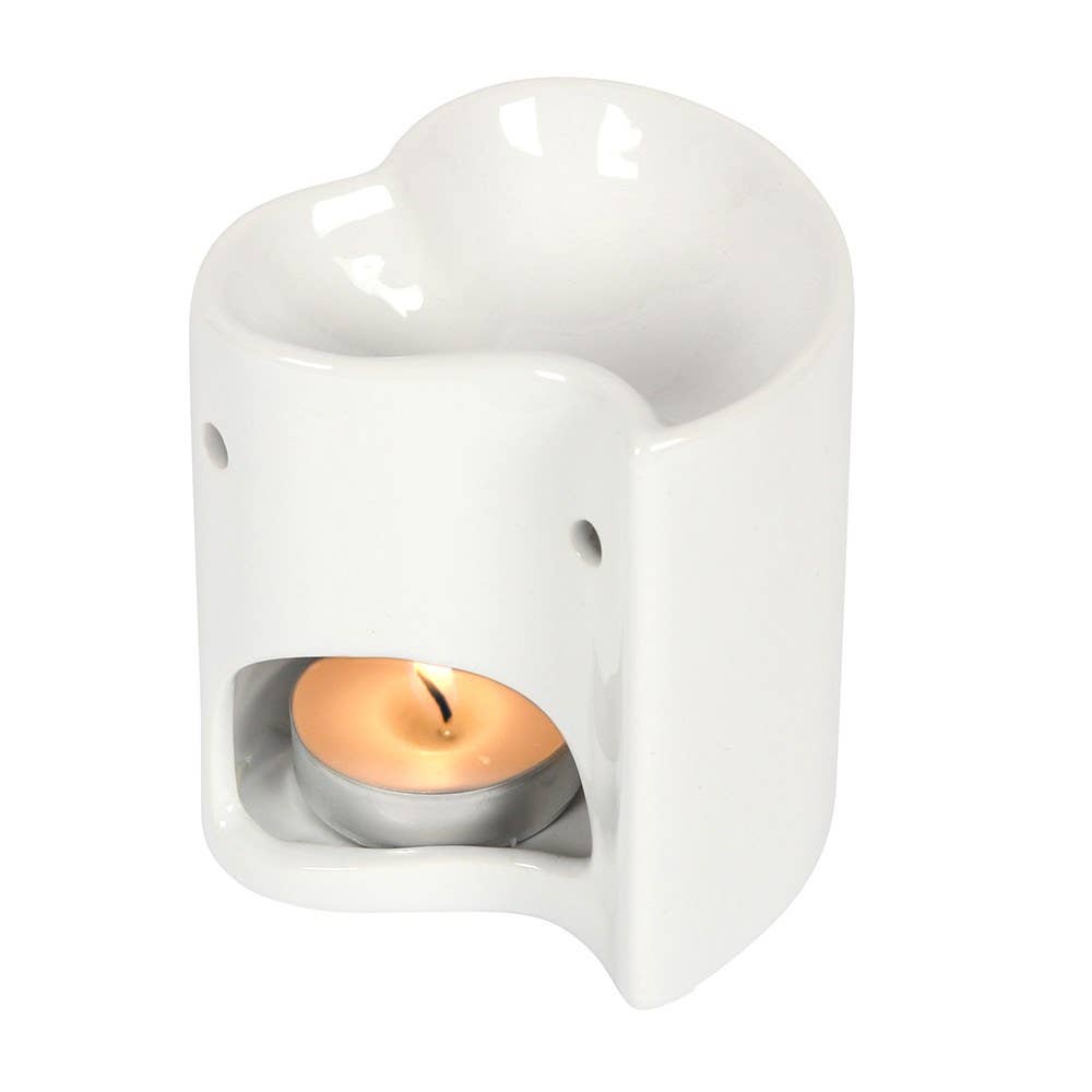 Keramik Herz-Ölbrenner – Duftlampe & Wachswärmer in Weiß